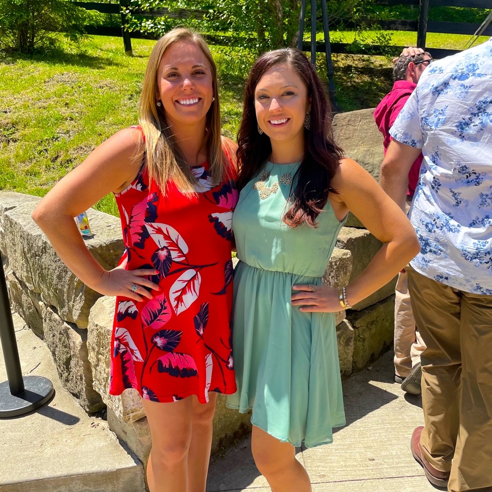 Red floral dress